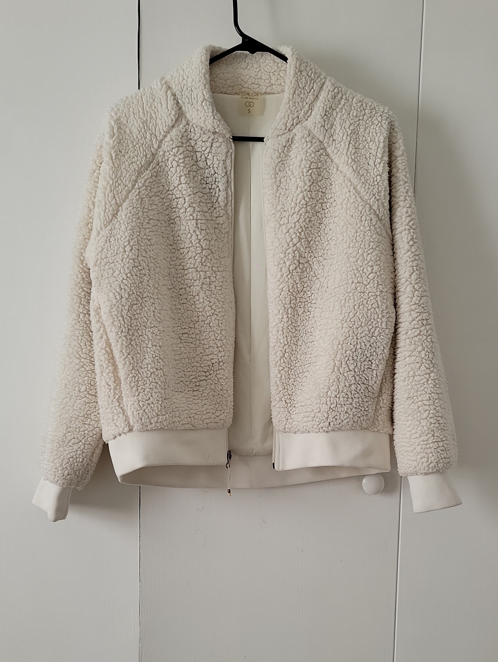Plush Sherpa Bomber Jacket in Cream